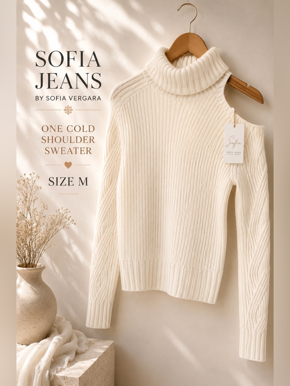 Sofia Jeans by Sofia Vergara  Cold Shoulder Turtleneck Sweater Size M